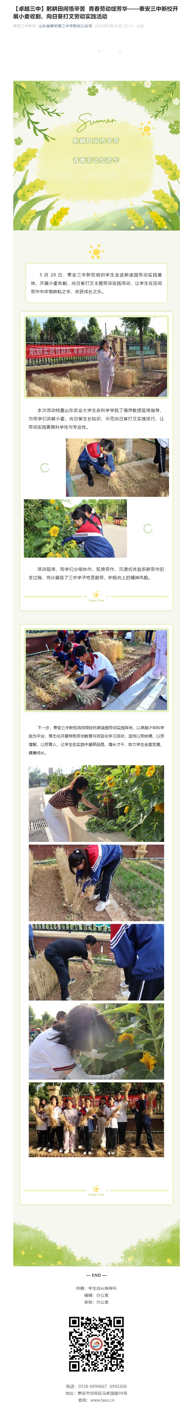 【卓越三中】躬耕田间悟辛苦-青春劳动绽芳华——泰安三中新校开展小麦收割、向日葵打叉劳动实践活动.jpg